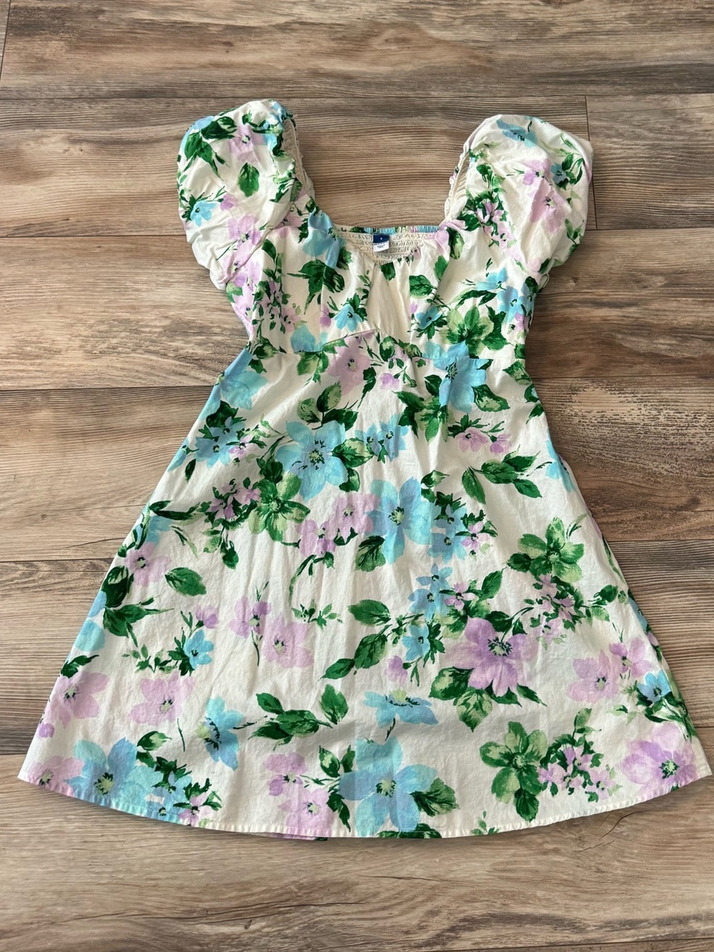 Old Navy V-Neck Mini Swing Dress Floral Print Size Small White Purple Green